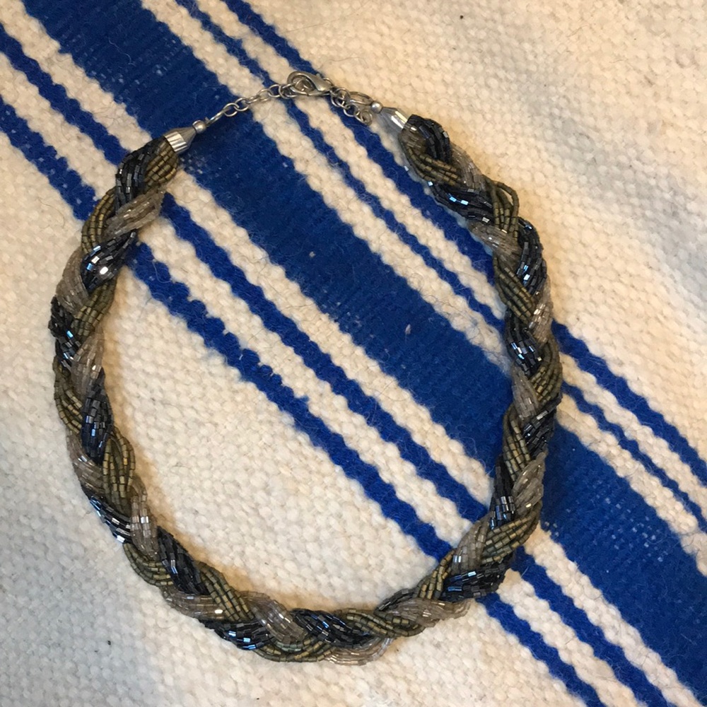 Vintage Metallic Braid Statement Collar Necklace